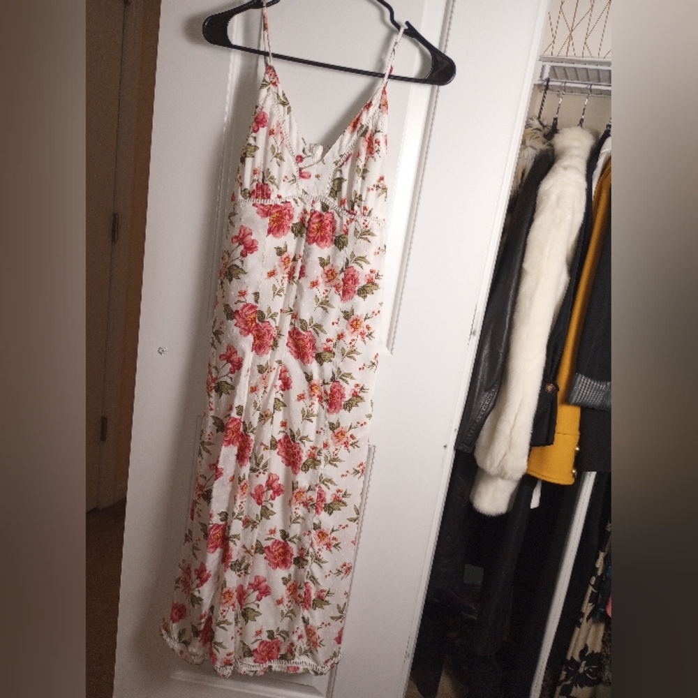 American Eagle Outfitters Floral Jumpsuit with Pink and Green Accents
